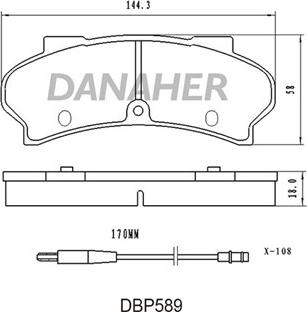 Danaher DBP589 - Гальмівні колодки, дискові гальма autozip.com.ua