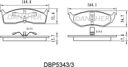 Danaher DBP5343/3 - Гальмівні колодки, дискові гальма autozip.com.ua