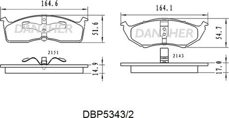 Danaher DBP5343/2 - Гальмівні колодки, дискові гальма autozip.com.ua
