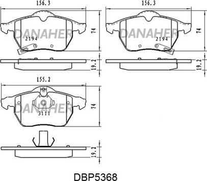 Danaher DBP5368 - Гальмівні колодки, дискові гальма autozip.com.ua