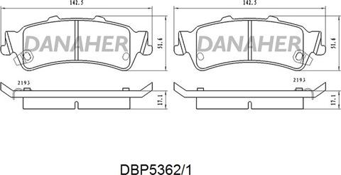 Danaher DBP5362/1 - Гальмівні колодки, дискові гальма autozip.com.ua