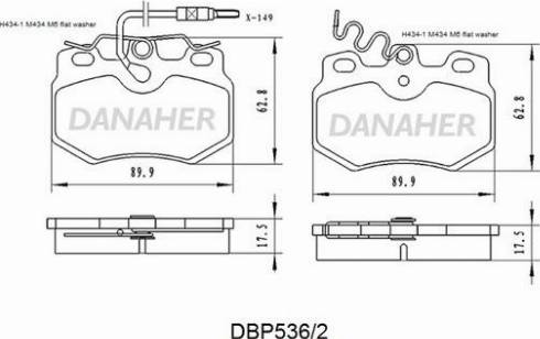 Danaher DBP536/2 - Гальмівні колодки, дискові гальма autozip.com.ua