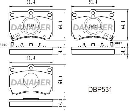 Danaher DBP531 - Гальмівні колодки, дискові гальма autozip.com.ua