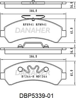 Danaher DBP5339-01 - Гальмівні колодки, дискові гальма autozip.com.ua