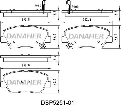 Danaher DBP5251-01 - Гальмівні колодки, дискові гальма autozip.com.ua