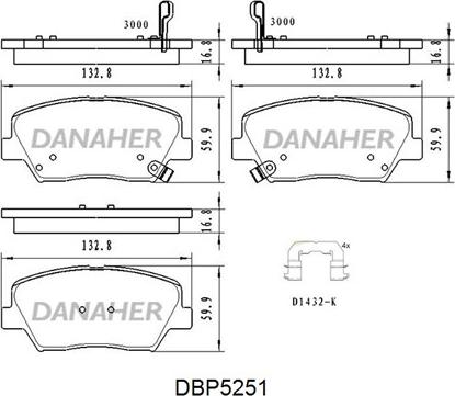 Danaher DBP5251 - Гальмівні колодки, дискові гальма autozip.com.ua