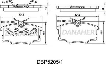 Danaher DBP5205/1 - Гальмівні колодки, дискові гальма autozip.com.ua