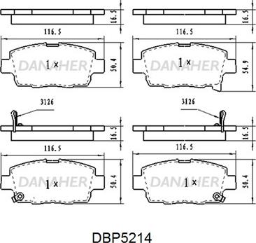 Danaher DBP5214 - Гальмівні колодки, дискові гальма autozip.com.ua