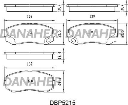 Danaher DBP5215 - Гальмівні колодки, дискові гальма autozip.com.ua