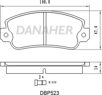 Danaher DBP523 - Гальмівні колодки, дискові гальма autozip.com.ua