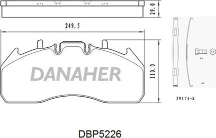 Danaher DBP5226 - Гальмівні колодки, дискові гальма autozip.com.ua