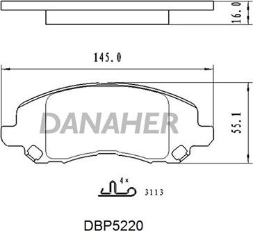 Danaher DBP5220 - Гальмівні колодки, дискові гальма autozip.com.ua