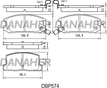 Danaher DBP574 - Гальмівні колодки, дискові гальма autozip.com.ua