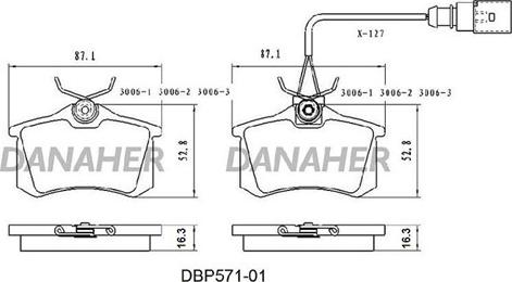 Danaher DBP571-01 - Гальмівні колодки, дискові гальма autozip.com.ua