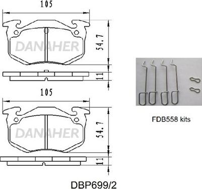 Danaher DBP699/2 - Гальмівні колодки, дискові гальма autozip.com.ua