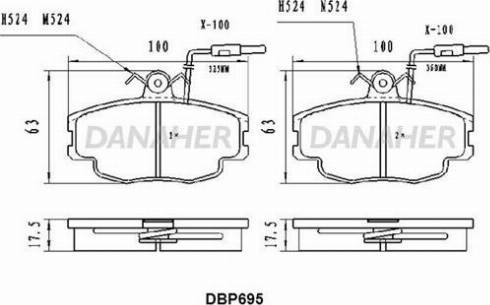 Danaher DBP695 - Гальмівні колодки, дискові гальма autozip.com.ua