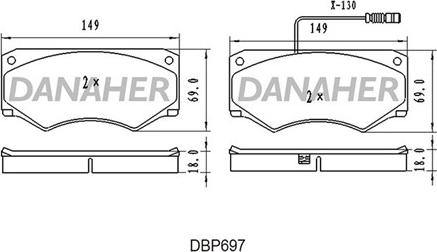 Danaher DBP697 - Гальмівні колодки, дискові гальма autozip.com.ua