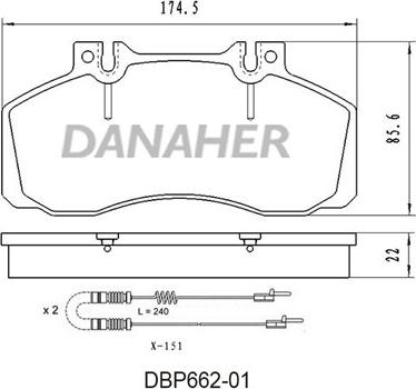 Danaher DBP662-01 - Гальмівні колодки, дискові гальма autozip.com.ua