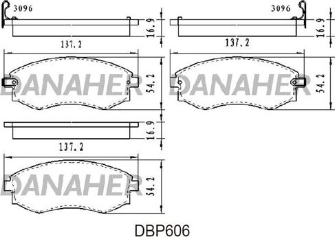 Danaher DBP606 - Гальмівні колодки, дискові гальма autozip.com.ua