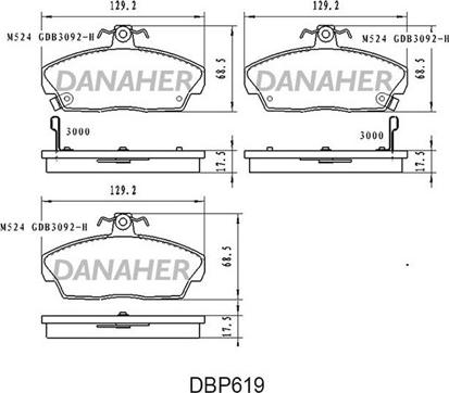 Danaher DBP619 - Гальмівні колодки, дискові гальма autozip.com.ua