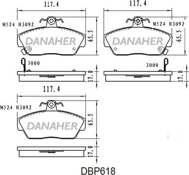 Danaher DBP618 - Гальмівні колодки, дискові гальма autozip.com.ua