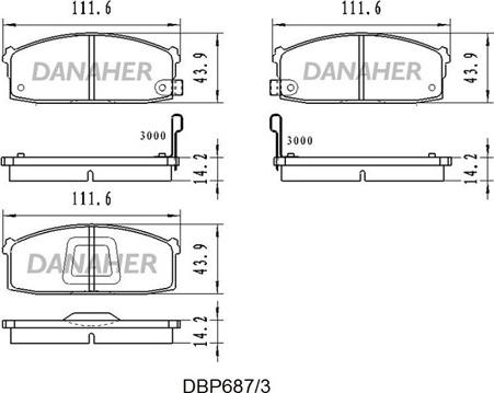 Danaher DBP687/3 - Гальмівні колодки, дискові гальма autozip.com.ua