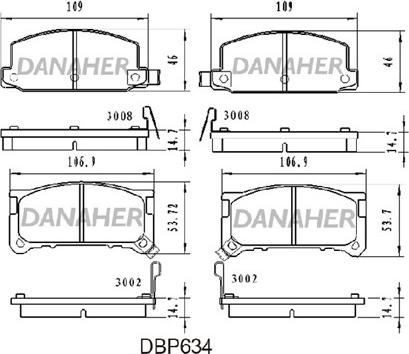 Danaher DBP634 - Гальмівні колодки, дискові гальма autozip.com.ua