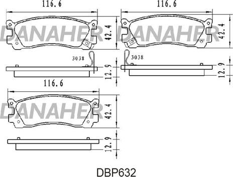 Danaher DBP632 - Гальмівні колодки, дискові гальма autozip.com.ua