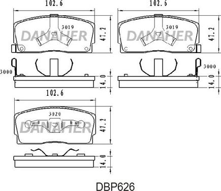 Danaher DBP626 - Гальмівні колодки, дискові гальма autozip.com.ua