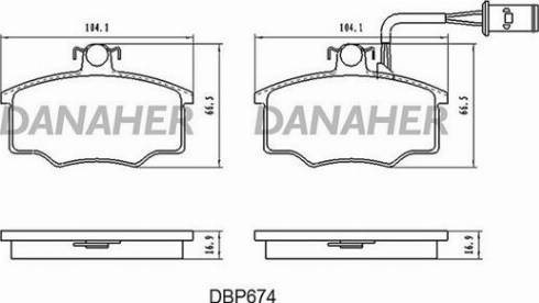 Danaher DBP674 - Гальмівні колодки, дискові гальма autozip.com.ua