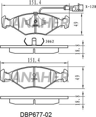 Danaher DBP677-02 - Гальмівні колодки, дискові гальма autozip.com.ua