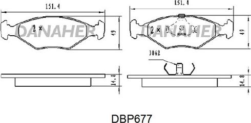 Danaher DBP677 - Гальмівні колодки, дискові гальма autozip.com.ua