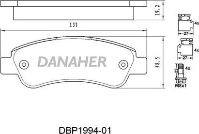 Danaher DBP1994-01 - Гальмівні колодки, дискові гальма autozip.com.ua