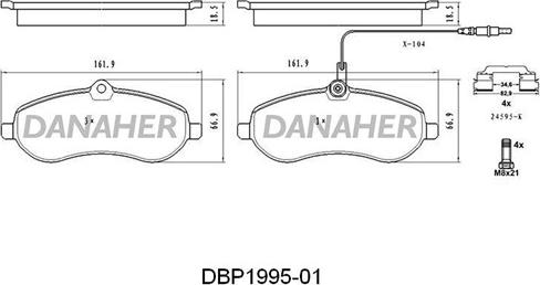Danaher DBP1995-01 - Гальмівні колодки, дискові гальма autozip.com.ua