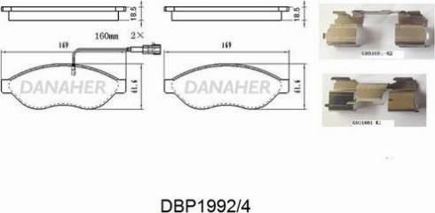 Danaher DBP1992/4 - Гальмівні колодки, дискові гальма autozip.com.ua