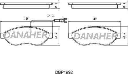 Danaher DBP1992 - Гальмівні колодки, дискові гальма autozip.com.ua