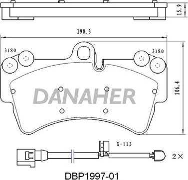 Danaher DBP1997-01 - Гальмівні колодки, дискові гальма autozip.com.ua