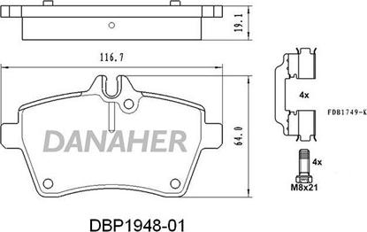 Danaher DBP1948-01 - Гальмівні колодки, дискові гальма autozip.com.ua