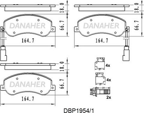 Danaher DBP1954/1 - Гальмівні колодки, дискові гальма autozip.com.ua