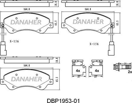 Danaher DBP1953-01 - Гальмівні колодки, дискові гальма autozip.com.ua