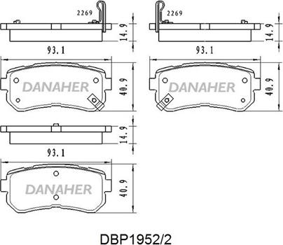 Danaher DBP1952/2 - Гальмівні колодки, дискові гальма autozip.com.ua