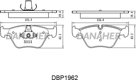 Danaher DBP1962 - Гальмівні колодки, дискові гальма autozip.com.ua