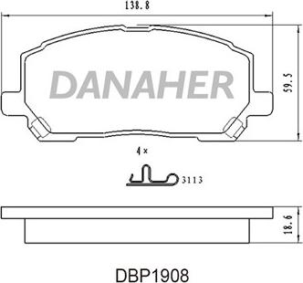 Danaher DBP1908 - Гальмівні колодки, дискові гальма autozip.com.ua