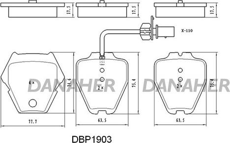 Danaher DBP1903 - Гальмівні колодки, дискові гальма autozip.com.ua