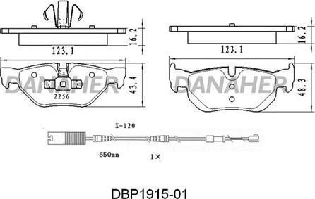 Danaher DBP1915-01 - Гальмівні колодки, дискові гальма autozip.com.ua