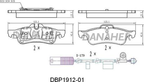 Danaher DBP1912-01 - Гальмівні колодки, дискові гальма autozip.com.ua