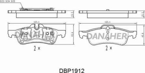 Danaher DBP1912 - Гальмівні колодки, дискові гальма autozip.com.ua