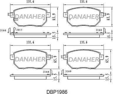Danaher DBP1986 - Гальмівні колодки, дискові гальма autozip.com.ua