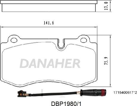 Danaher DBP1980/1 - Гальмівні колодки, дискові гальма autozip.com.ua