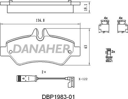 Danaher DBP1983-01 - Гальмівні колодки, дискові гальма autozip.com.ua